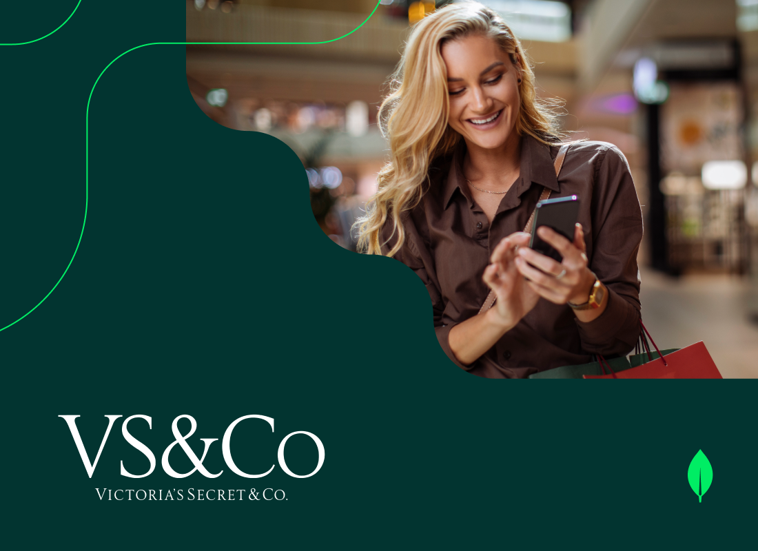 An illustration of a woman in a shopping mall with a phone in her hand